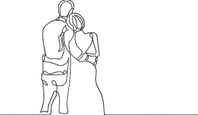 Couple Line Art Embroidery Couple Line Art Embroidery
