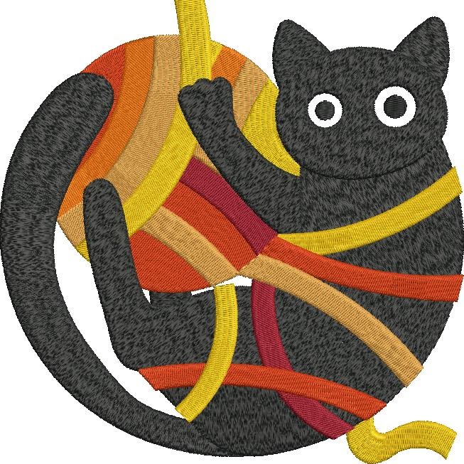 Black Cat With Yarn Ball Black Cat With Yarn Ball