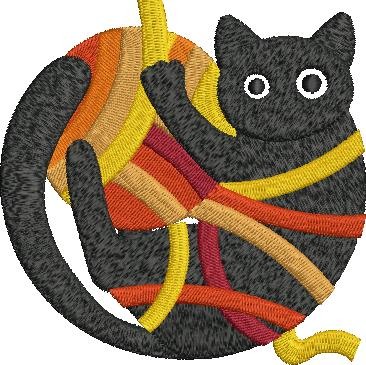 Black Cat With Yarn Ball Black Cat With Yarn Ball