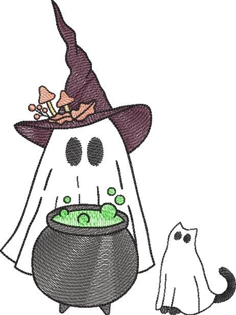 Witchy Ghost Cat And Cauldron Witchy Ghost Cat And Cauldron