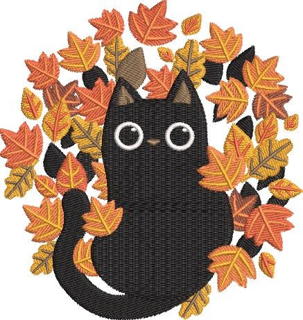 Black Cat In Autumn Black Cat In Autumn