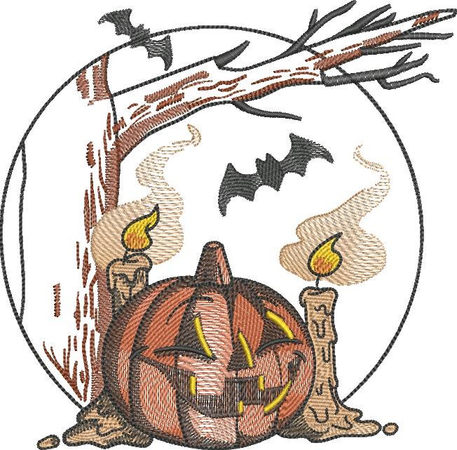 Jack O Lantern With Bats And Candles Jack O Lantern With Bats And Candles