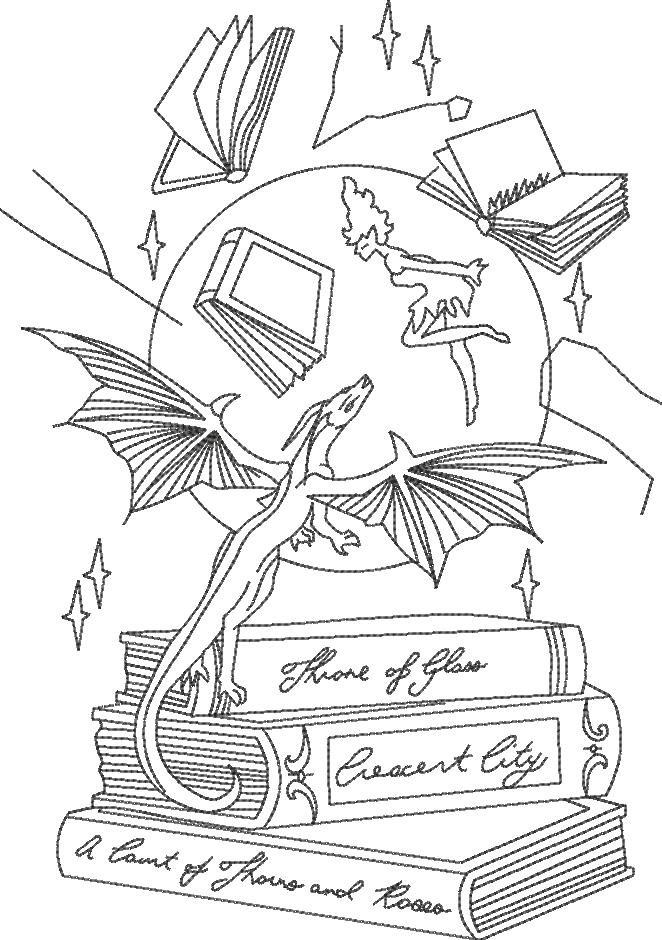 Dragon And Book Fantasy Line Art Dragon And Book Fantasy Line Art