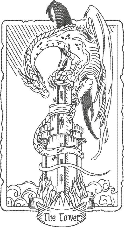The Tower Dragon Tarot Card The Tower Dragon Tarot Card
