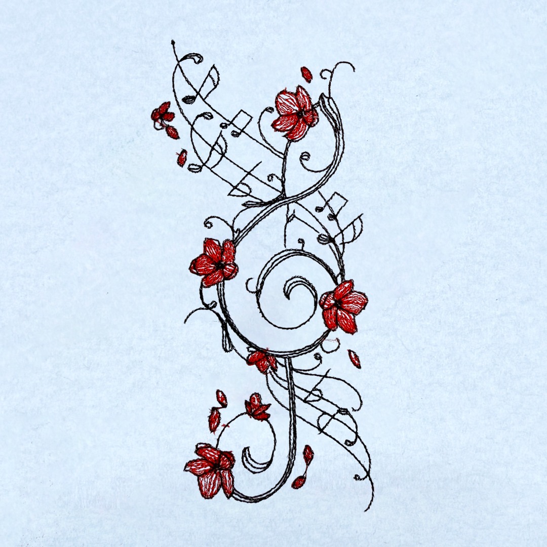 Musical Treble Clef With Flowers Musical Treble Clef With Flowers