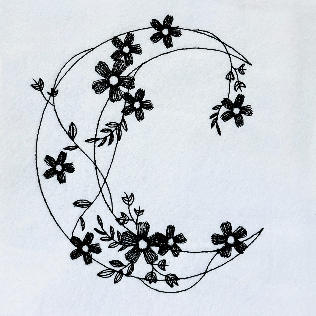 Floral Moon Line Art Floral Moon Line Art