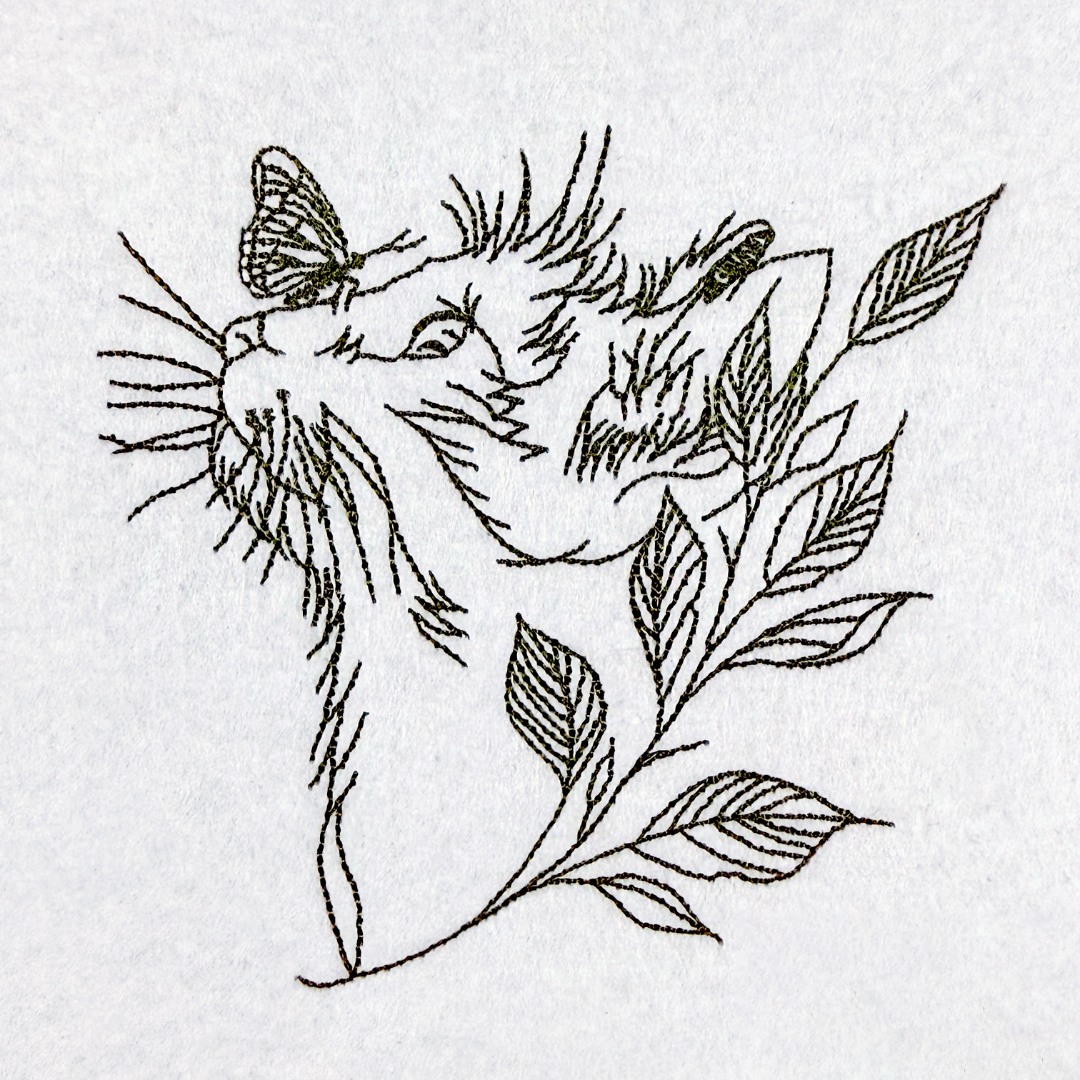 Cat With Leaves And Butterfly Cat With Leaves And Butterfly