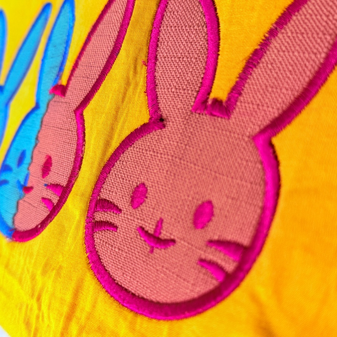 Bunnies Face Applique Embroidery Design