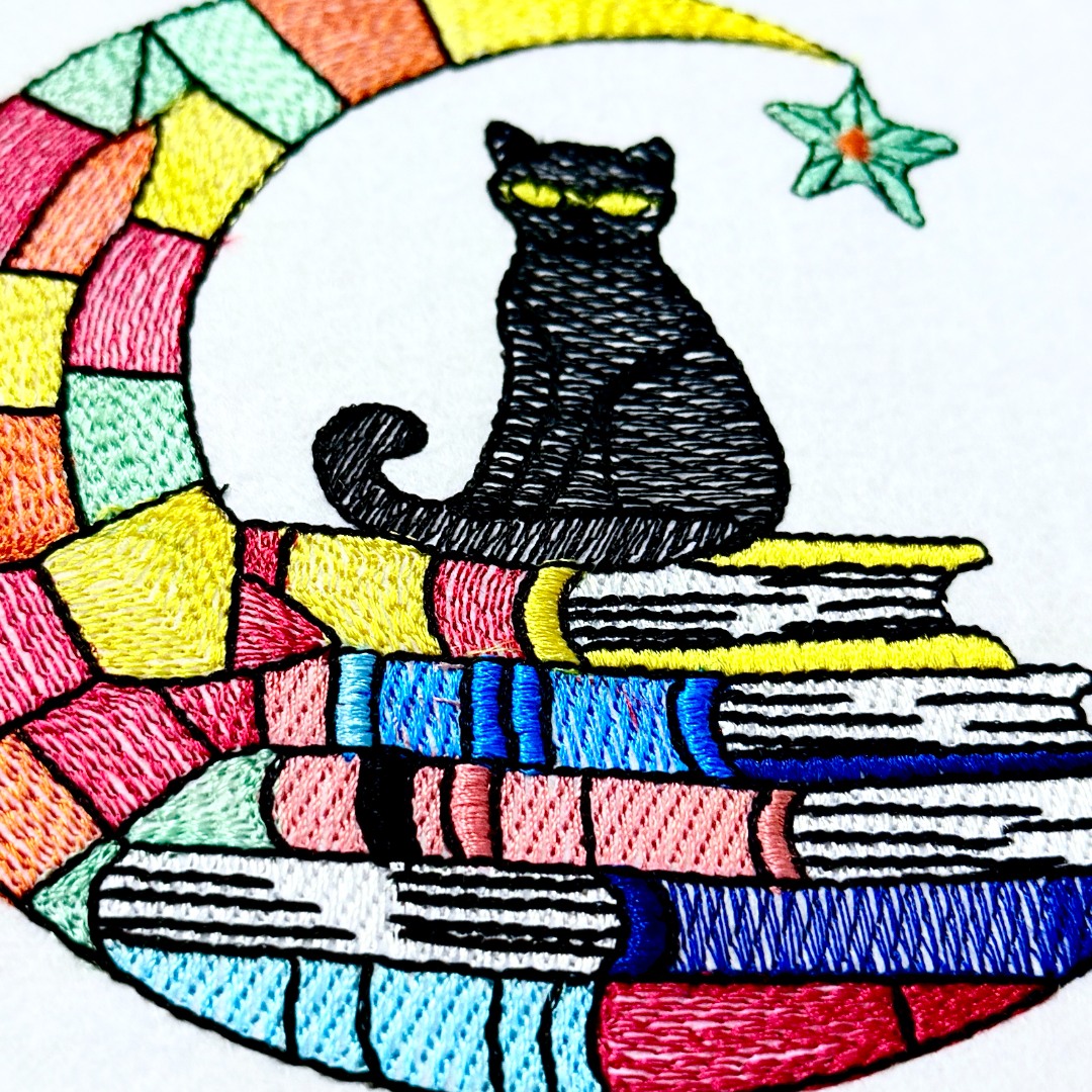 Black Cat With Moon And Books Black Cat With Moon And Books