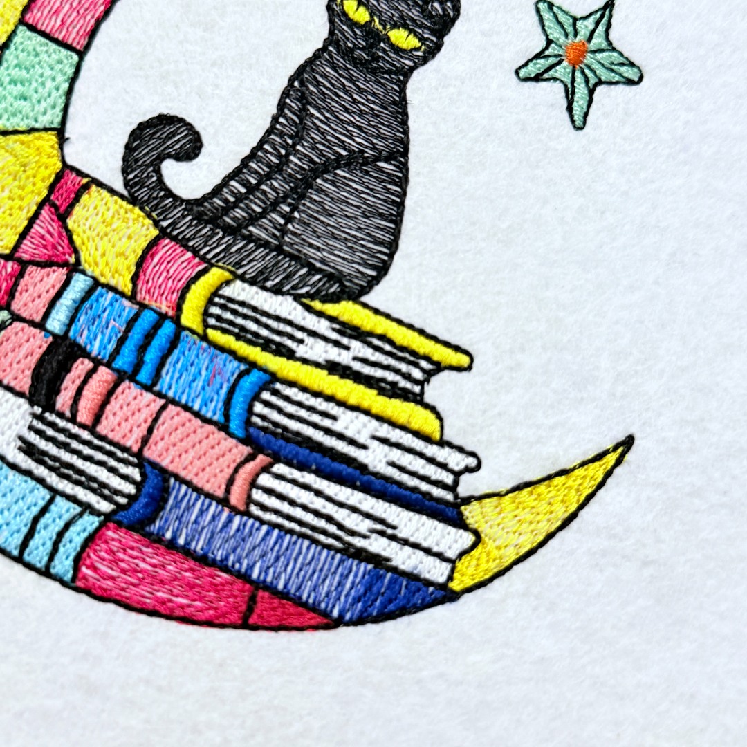 Black Cat With Moon And Books Black Cat With Moon And Books