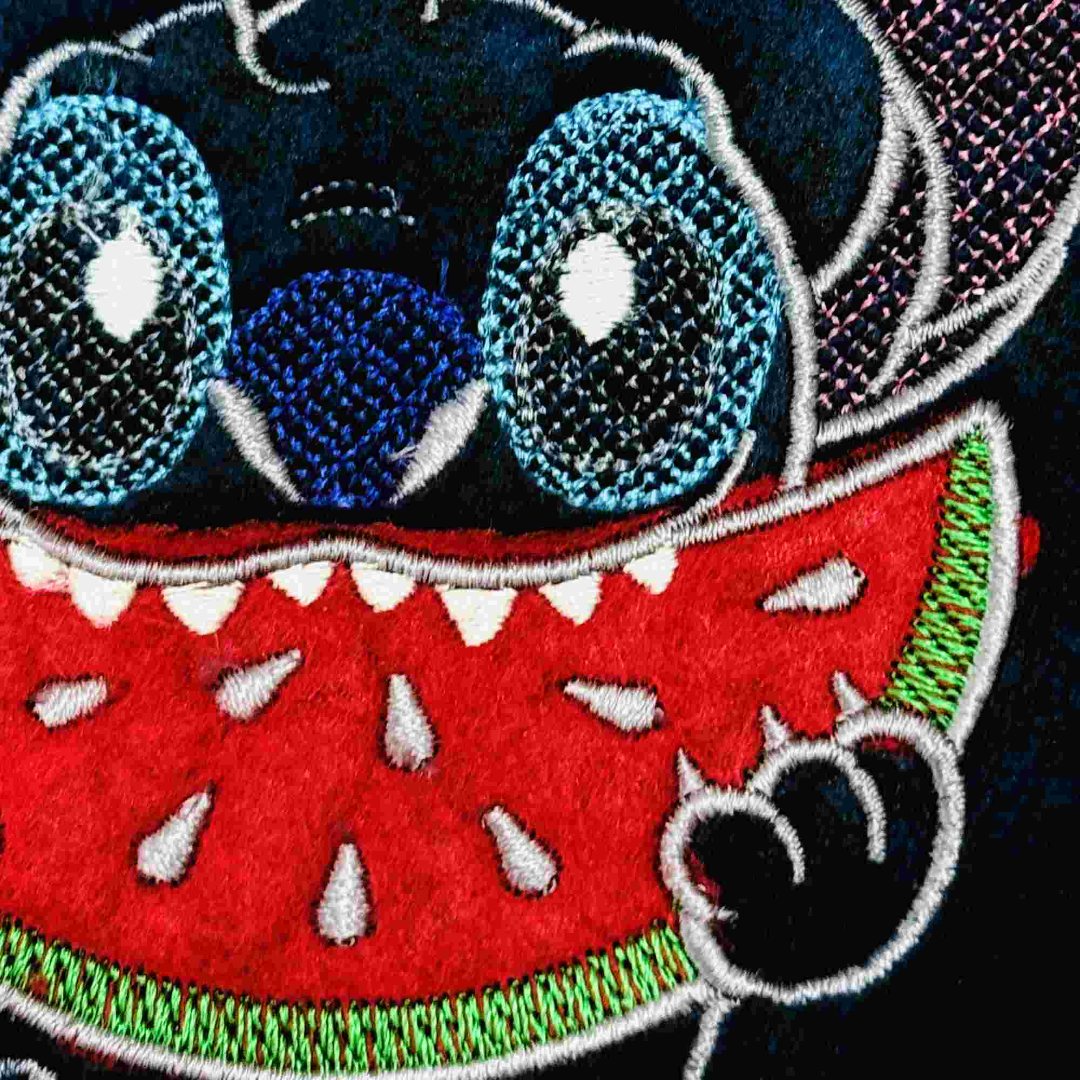 Stitch Eating Watermelon Embossed Applique