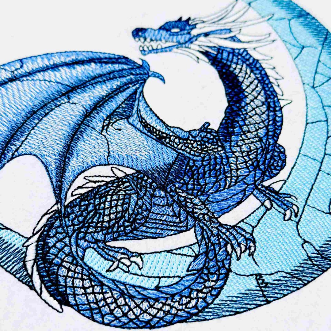 Blue Scaled Dragon on Moon Blue Scaled Dragon on Moon