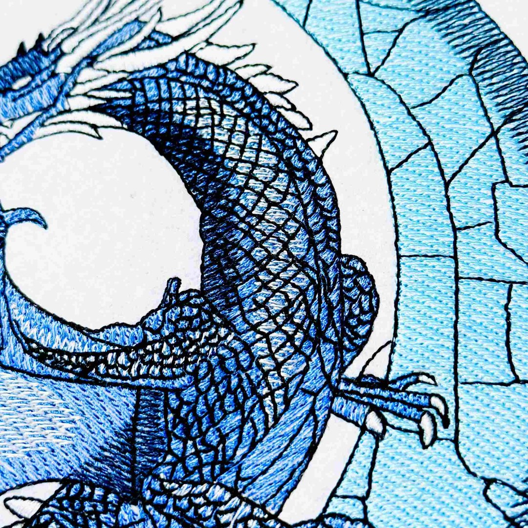 Blue Scaled Dragon on Moon Blue Scaled Dragon on Moon