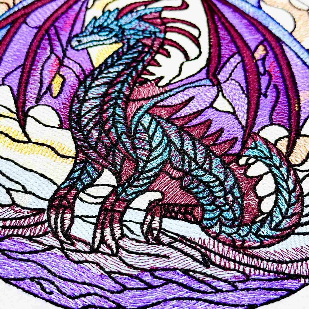Stained Glass Dragon Mountainscape Stained Glass Dragon Mountainscape