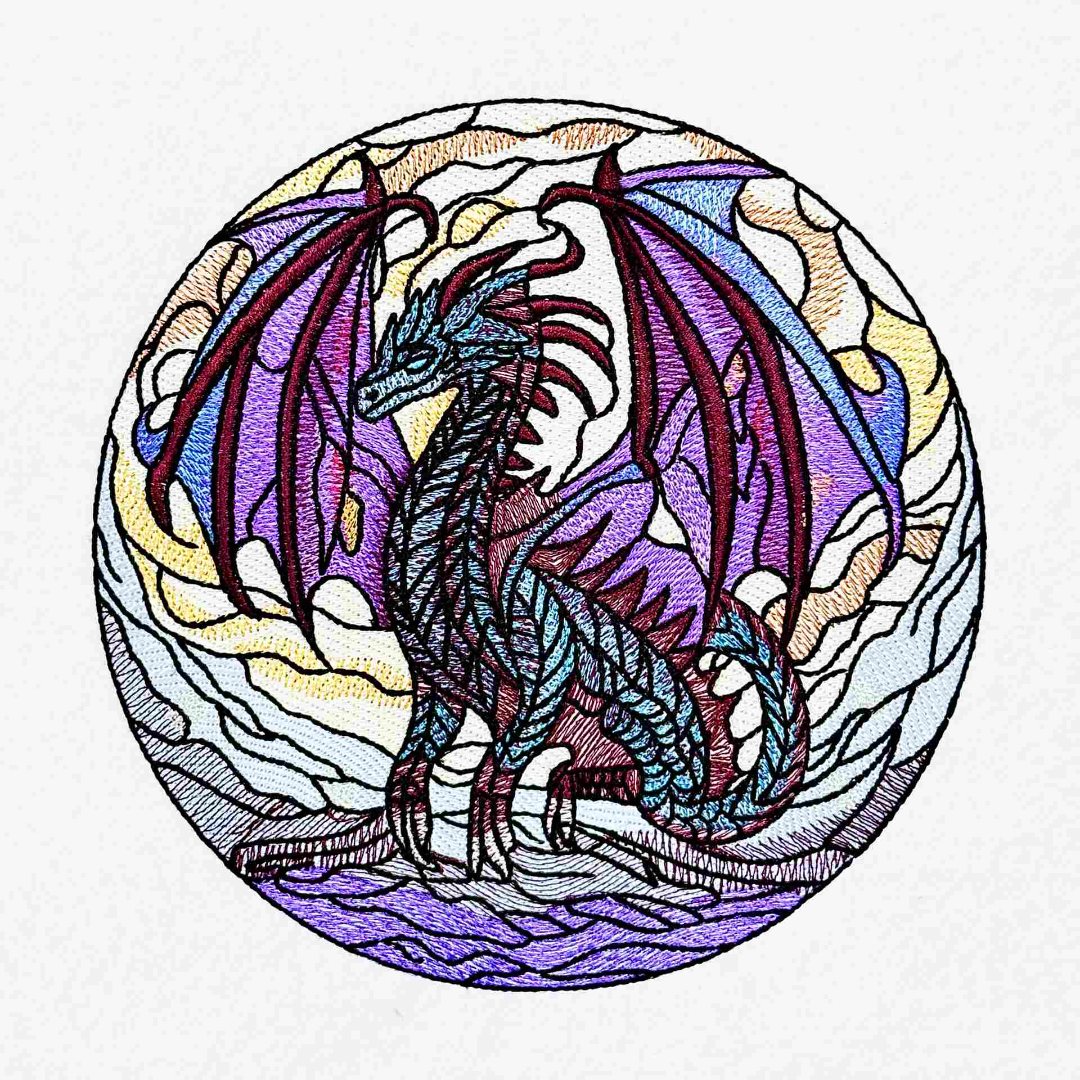 Stained Glass Dragon Mountainscape Stained Glass Dragon Mountainscape