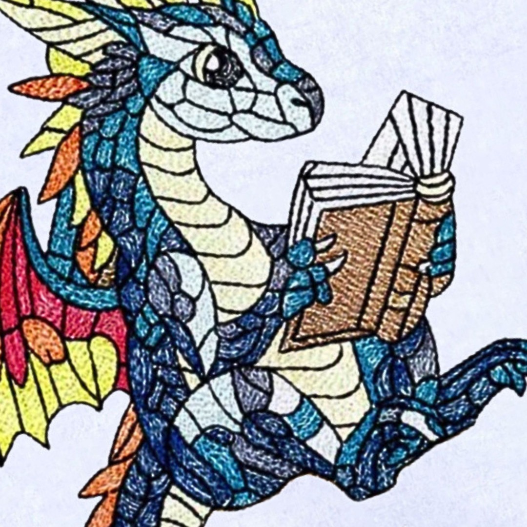 Stained Glass Baby Dragon Reading Stained Glass Baby Dragon Reading