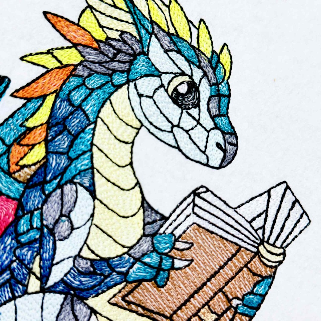 Baby Dragon on Books Reading Baby Dragon on Books Reading
