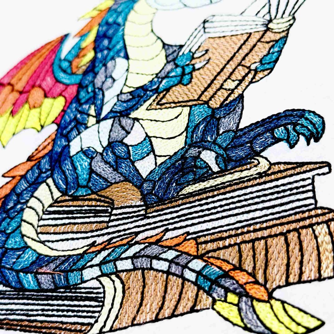 Baby Dragon on Books Reading Baby Dragon on Books Reading
