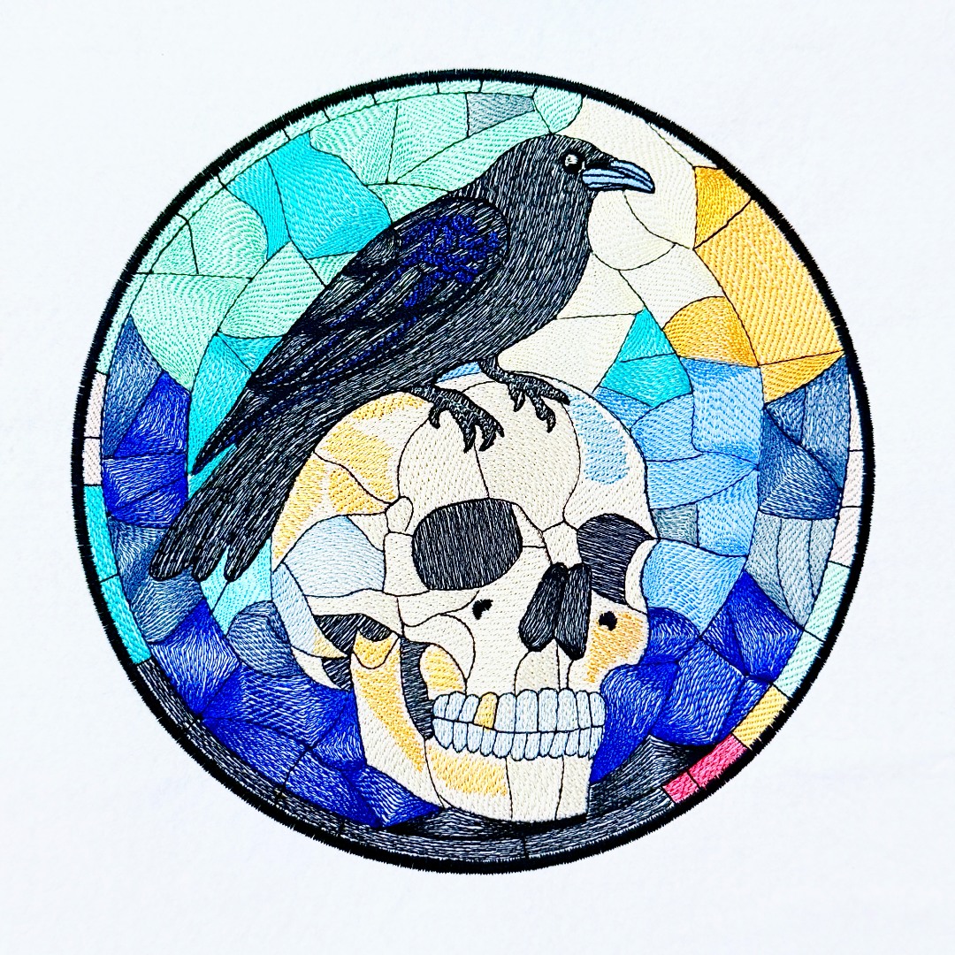 Stained Glass Raven On Skull Art Stained Glass Raven On Skull Art