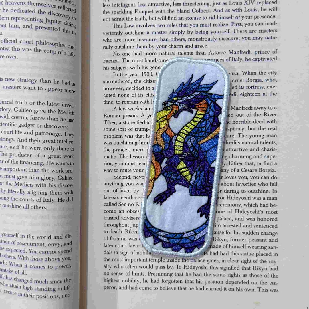 Stained Glass Fire Dragon ITH Bookmark