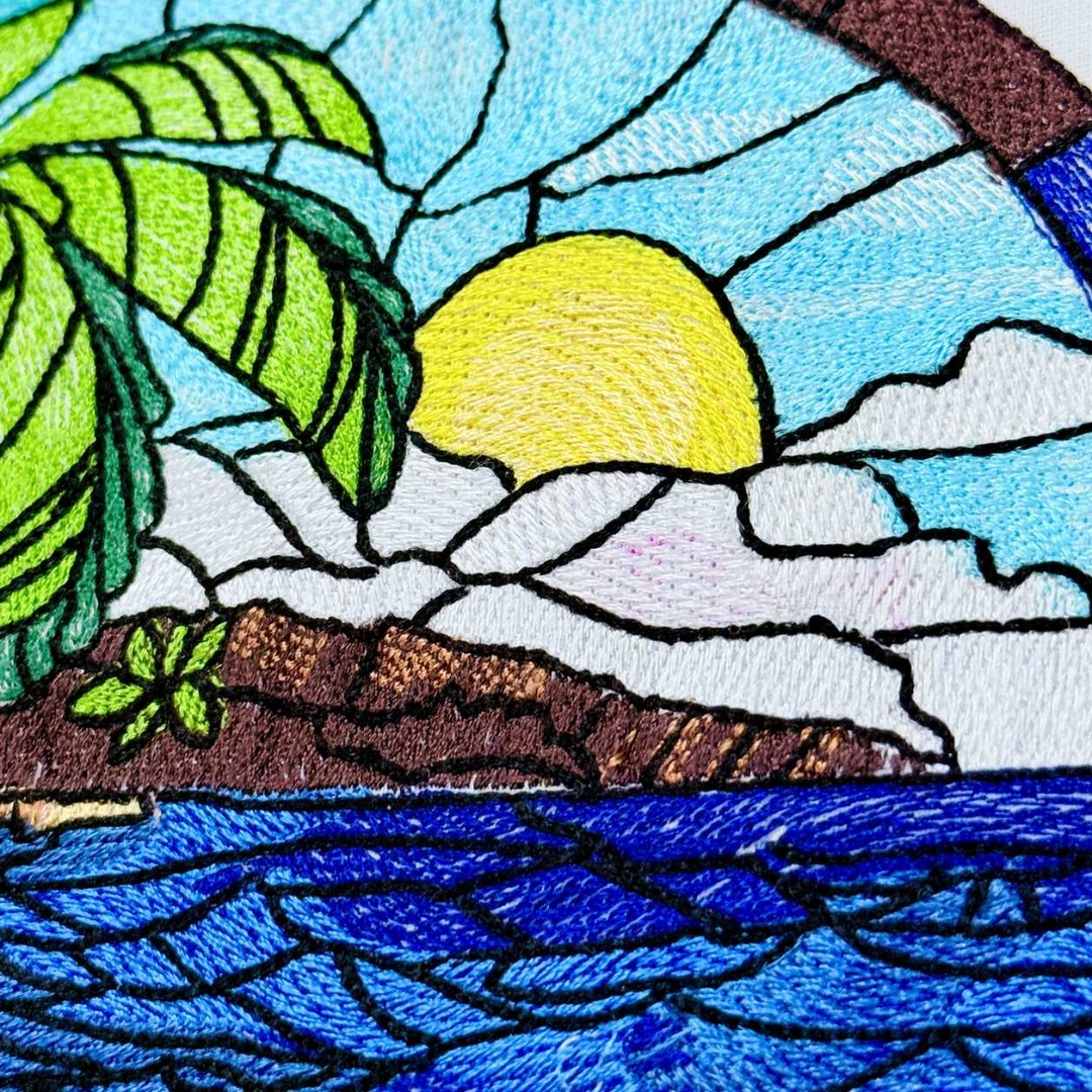 Stained Glass Beach Scene
