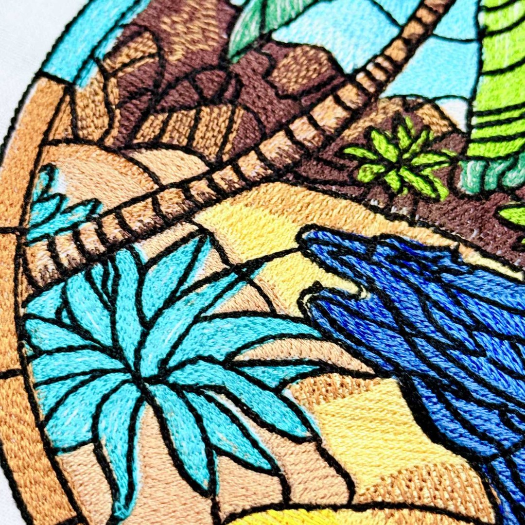 Stained Glass Beach Scene