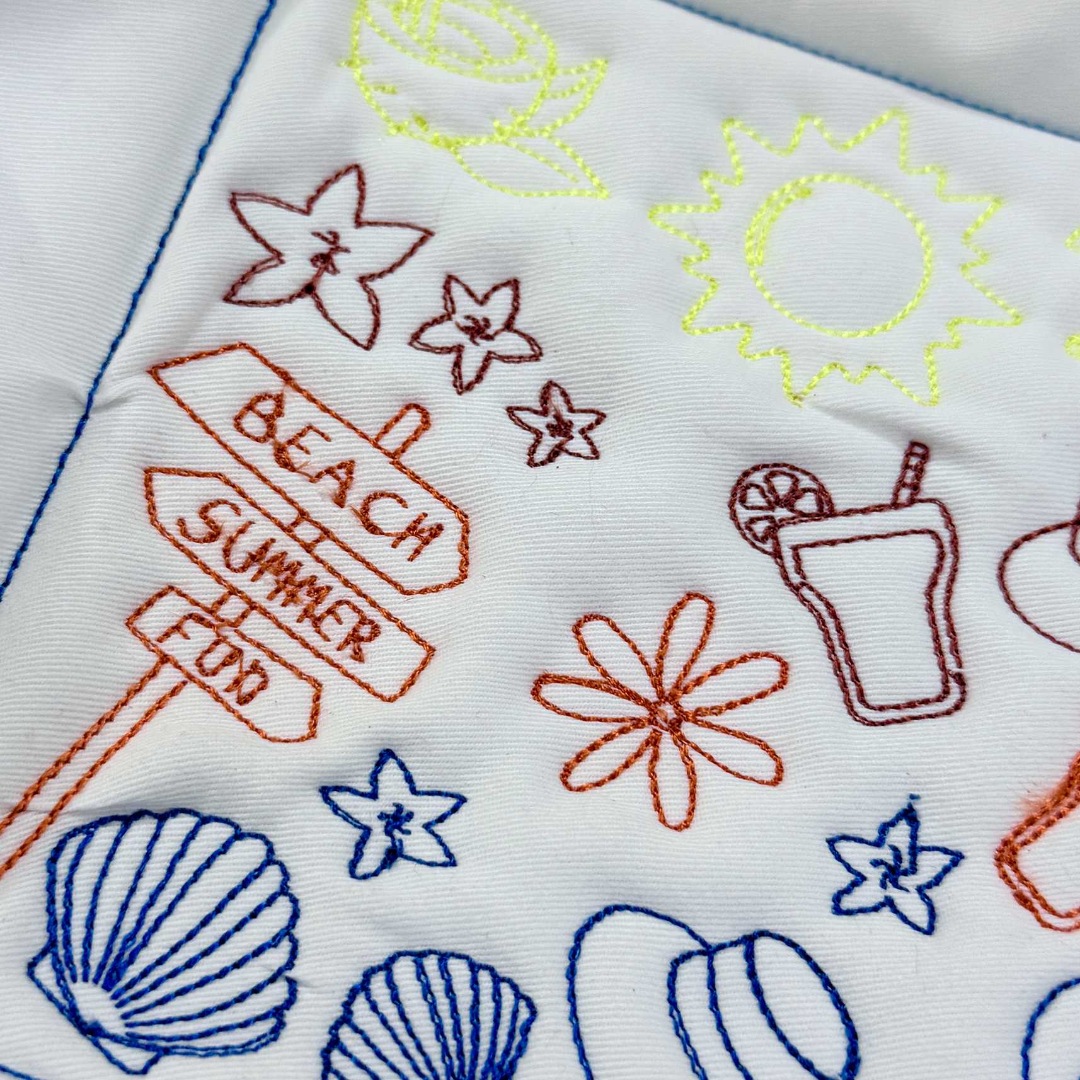 Beach Summer Fun Block Embroidery Design - Instant Download
