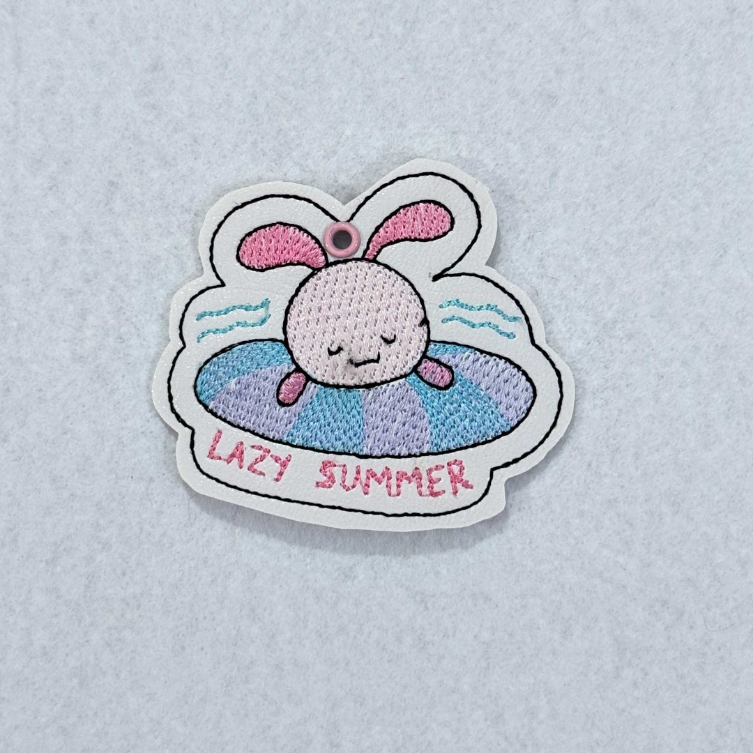 Lazy Summer Funny Rabbit Saying ITH Key Fob