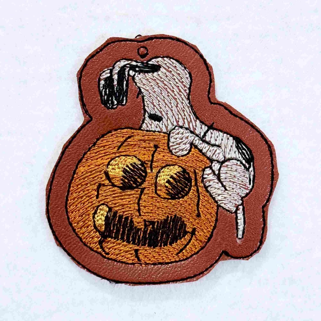 Nosey Dog in Jack o Lantern Keyfob Nosey Dog in Jack o Lantern Keyfob