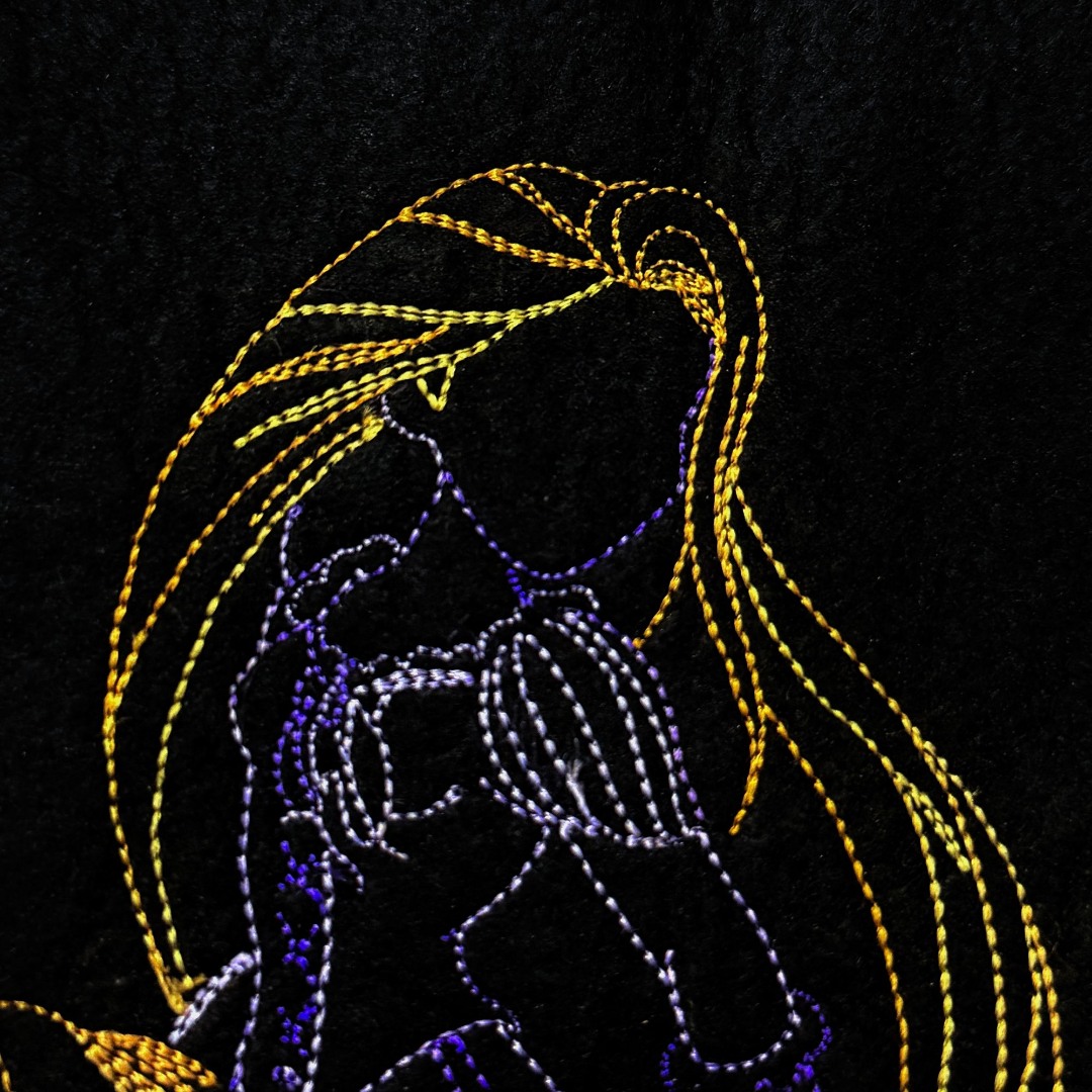 Long Haired Maiden Line Art