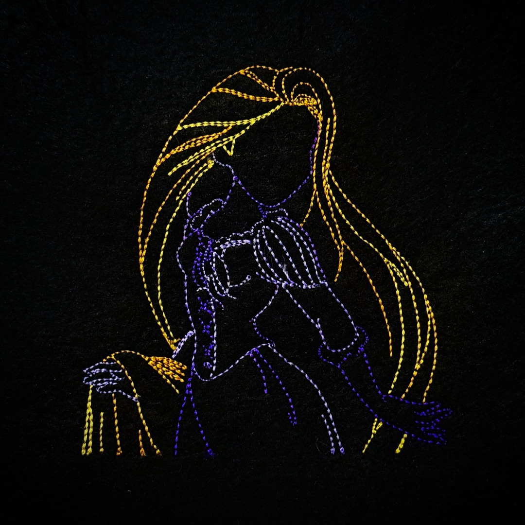 Long Haired Maiden Line Art