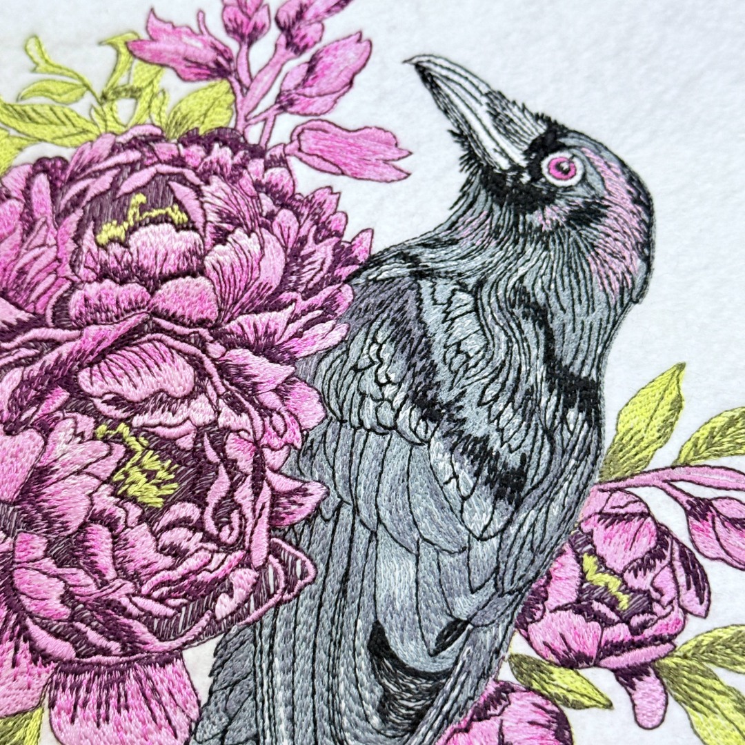 Raven And Flowers