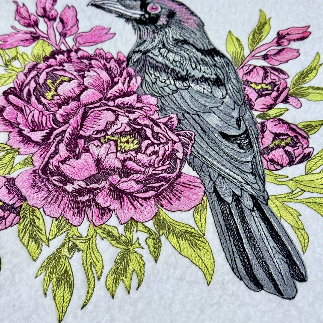 Raven And Flowers