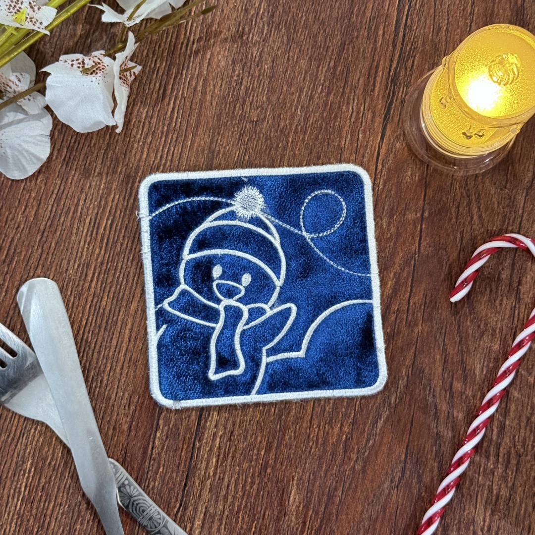 Snowman With Santa Hat ITH Coaster