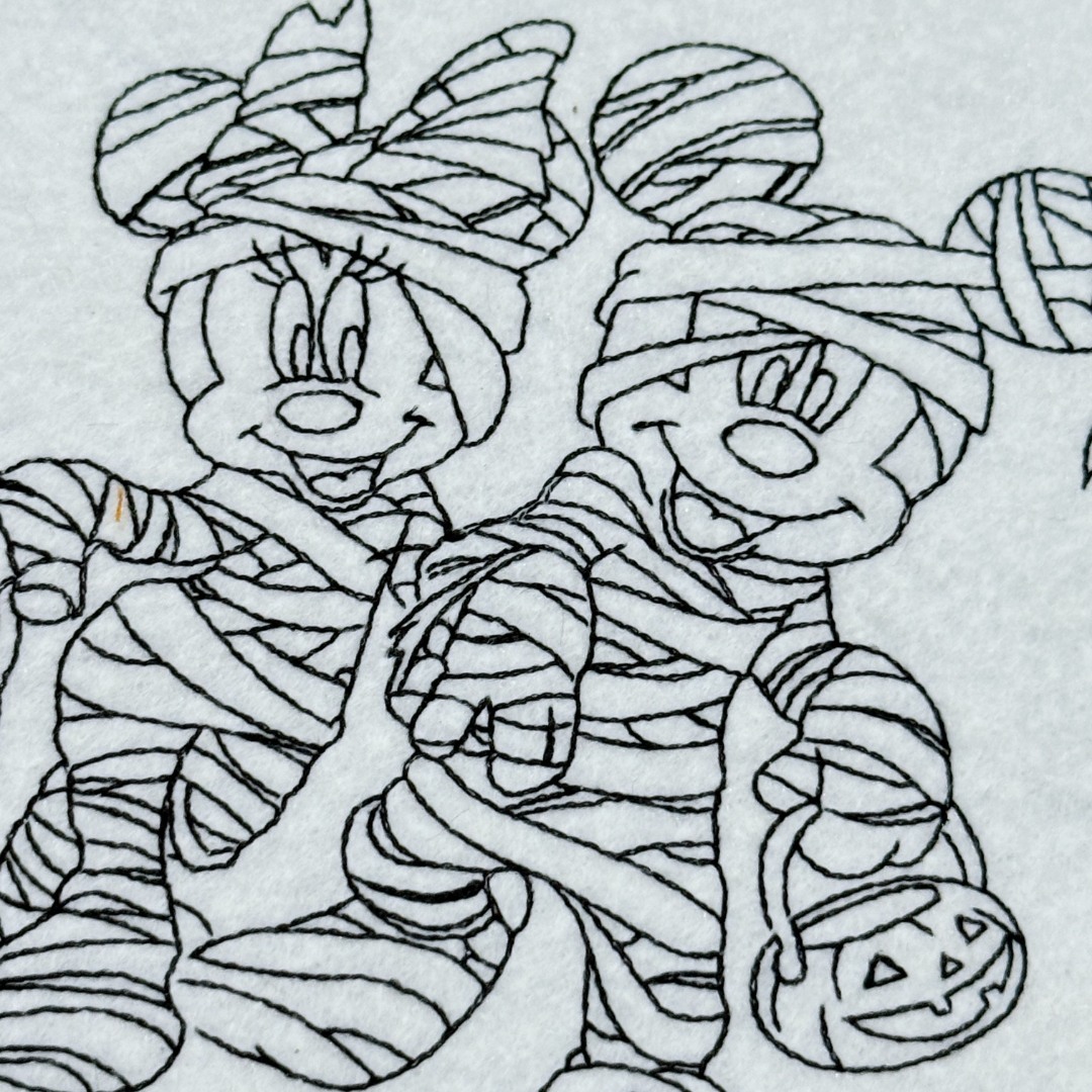 Halloween Mummy Mouse Line Art