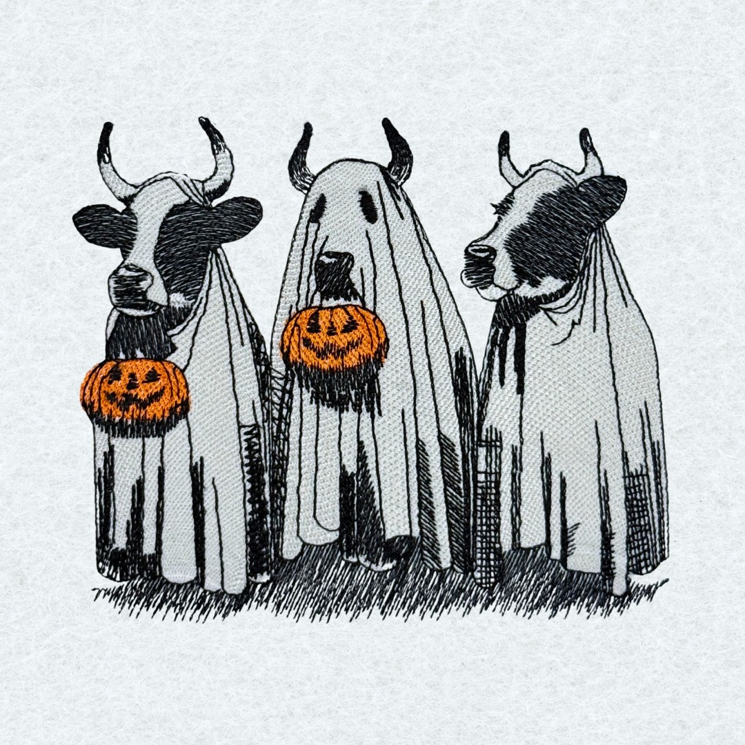 Spooky Cows With Pumpkin