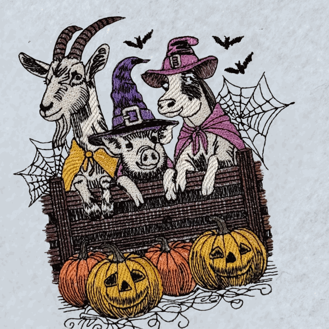Spooky Farm Animals With Pumpkins