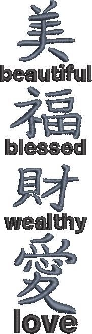 Beautiful Blessed Wealthy Love Chinese Symbol Beautiful Blessed Wealthy Love Chinese Symbol