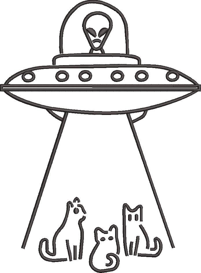 Alien Spaceship Abducting Cats