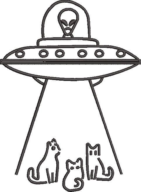 Alien Spaceship Abducting Cats