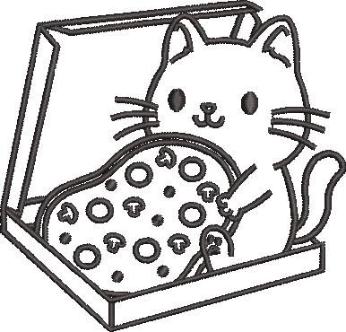 Cat Is In The Pizza Box Embroidery Pattern Cat Is In The Pizza Box Embroidery Pattern
