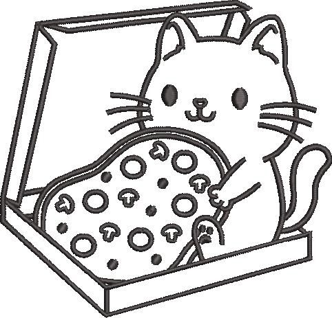 Cat Is In The Pizza Box Embroidery Pattern Cat Is In The Pizza Box Embroidery Pattern