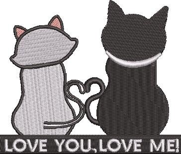 Love You, Love Me Cats Embroidery Design Love You, Love Me Cats Embroidery Design