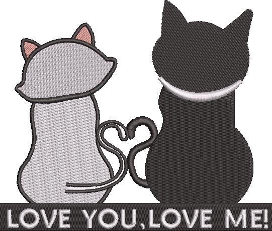Love You, Love Me Cats Embroidery Design Love You, Love Me Cats Embroidery Design
