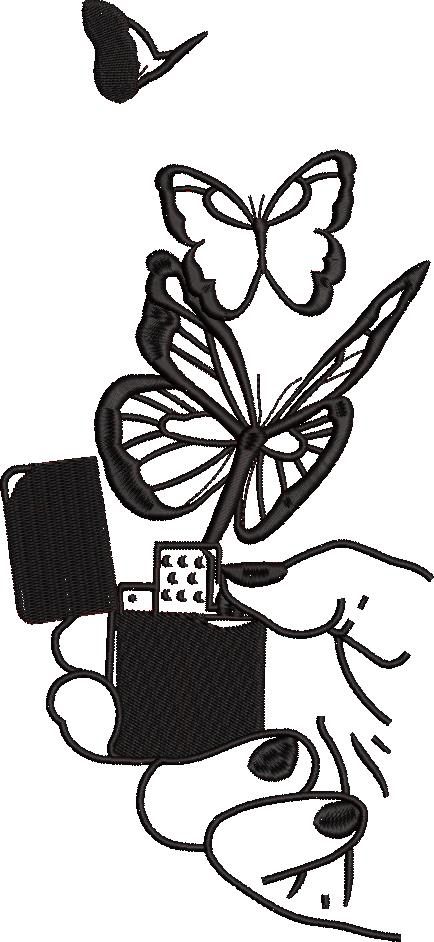 Zippo Butterflies Embroidery Design Zippo Butterflies Embroidery Design