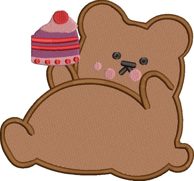 Cute Bear with Cake Embroidery Design