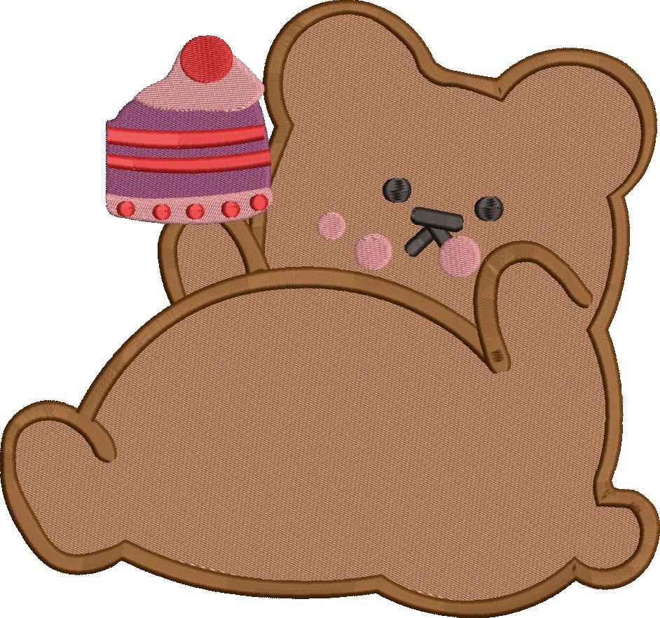 Cute Bear with Cake Embroidery Design