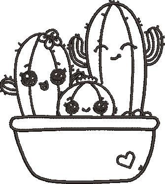 Cute Cactus Plants Embroidery Design