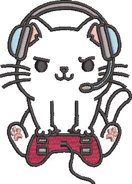 Cute Cat With Headphones Embroidery Design Cute Cat With Headphones Embroidery Design