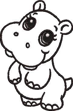 Cute Hippo Embroidery Design Cute Hippo Embroidery Design